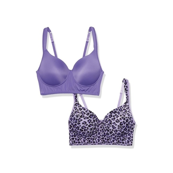 Rhonda Shear Other - NWOT Rhonda Shear Purple and Leopard Print Bra Duo